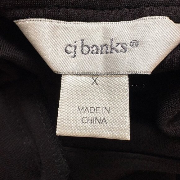 Black Button-Down A-Line Midi Skirt Cj Banks Size XL Stretch Goth - Picture 3 of 6